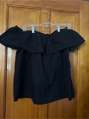 Velvet Heart Black Off-Shoulder Ruffle Crop Top